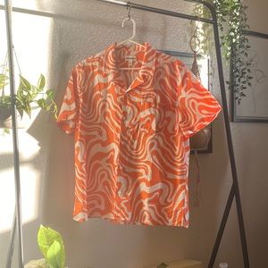 Abound Orange and White Swirl Button-up